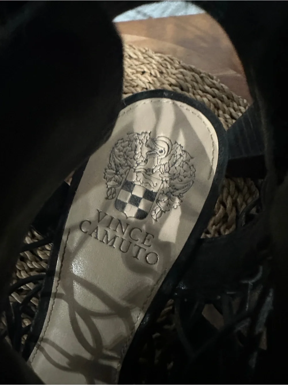 Vince Camuto Black Strappy Cage High-Heel Sandals With Ankle Strap